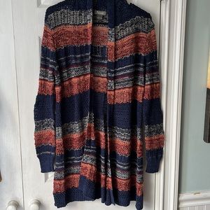 NWOT Natural Reflections wide striped knit waterfall Cardigan size Medium